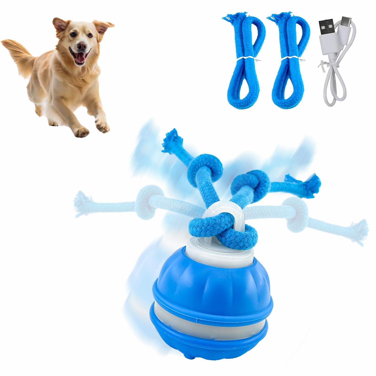 Klursy balle interactive pour chien bleu, stimule l'activité intérieure et l'amusement.