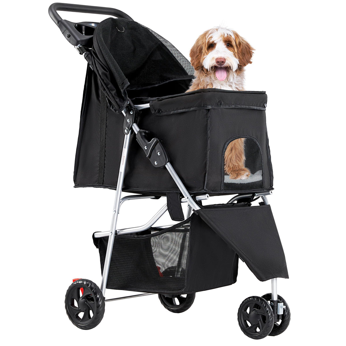 KMFurnila Poussette 3 roues pour chiens et chats, cadre en aluminium robuste.
