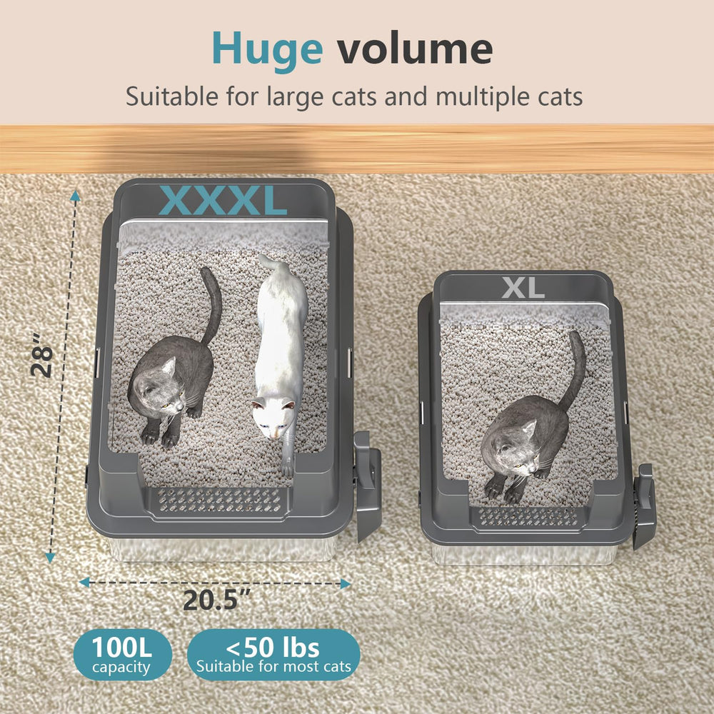 KMNSUN XXXL ouverture litière anti-projection pour limiter les éclaboussures.