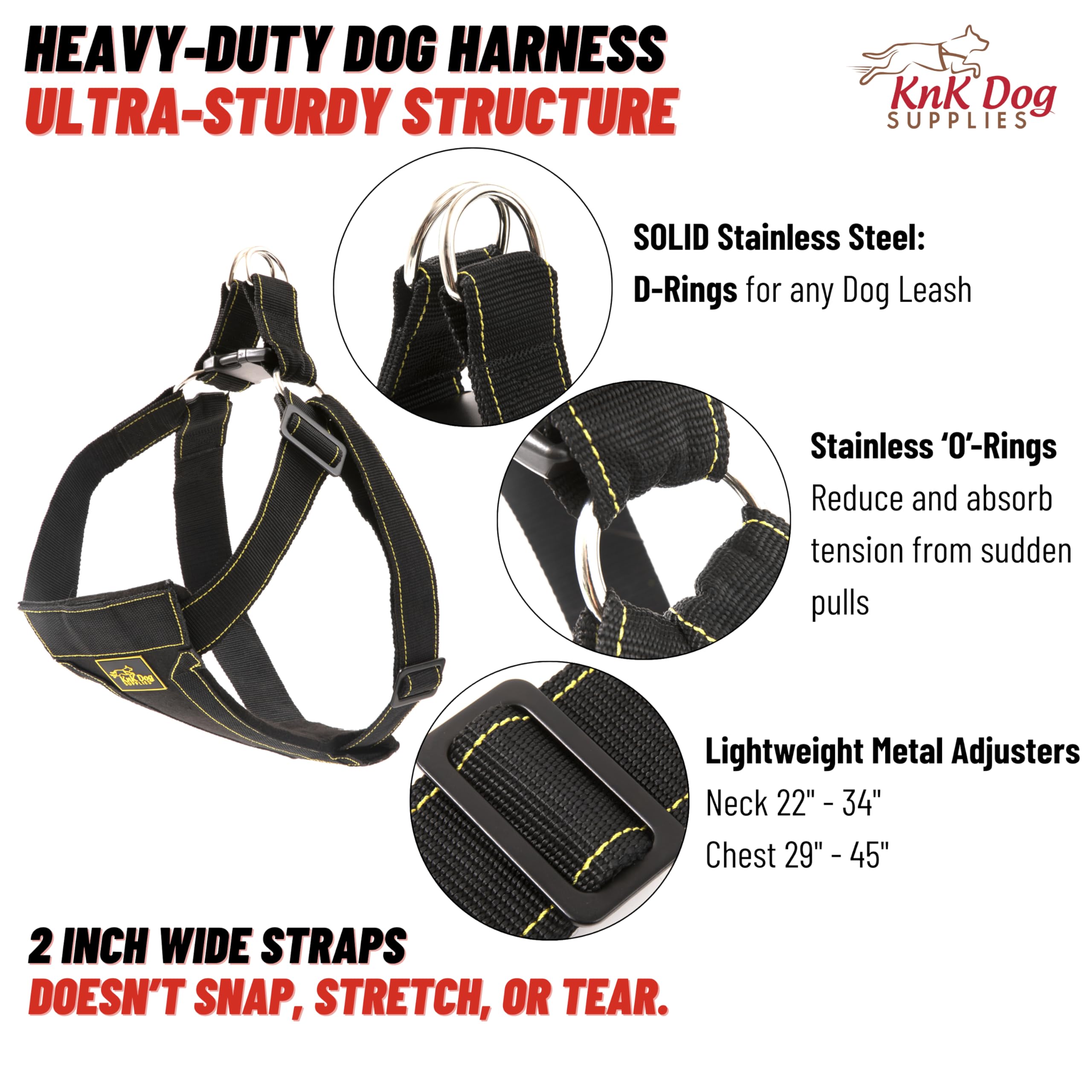 KNK Harnais Durable Tactique Sangles Métal, longévité pour chiens de grande taille.