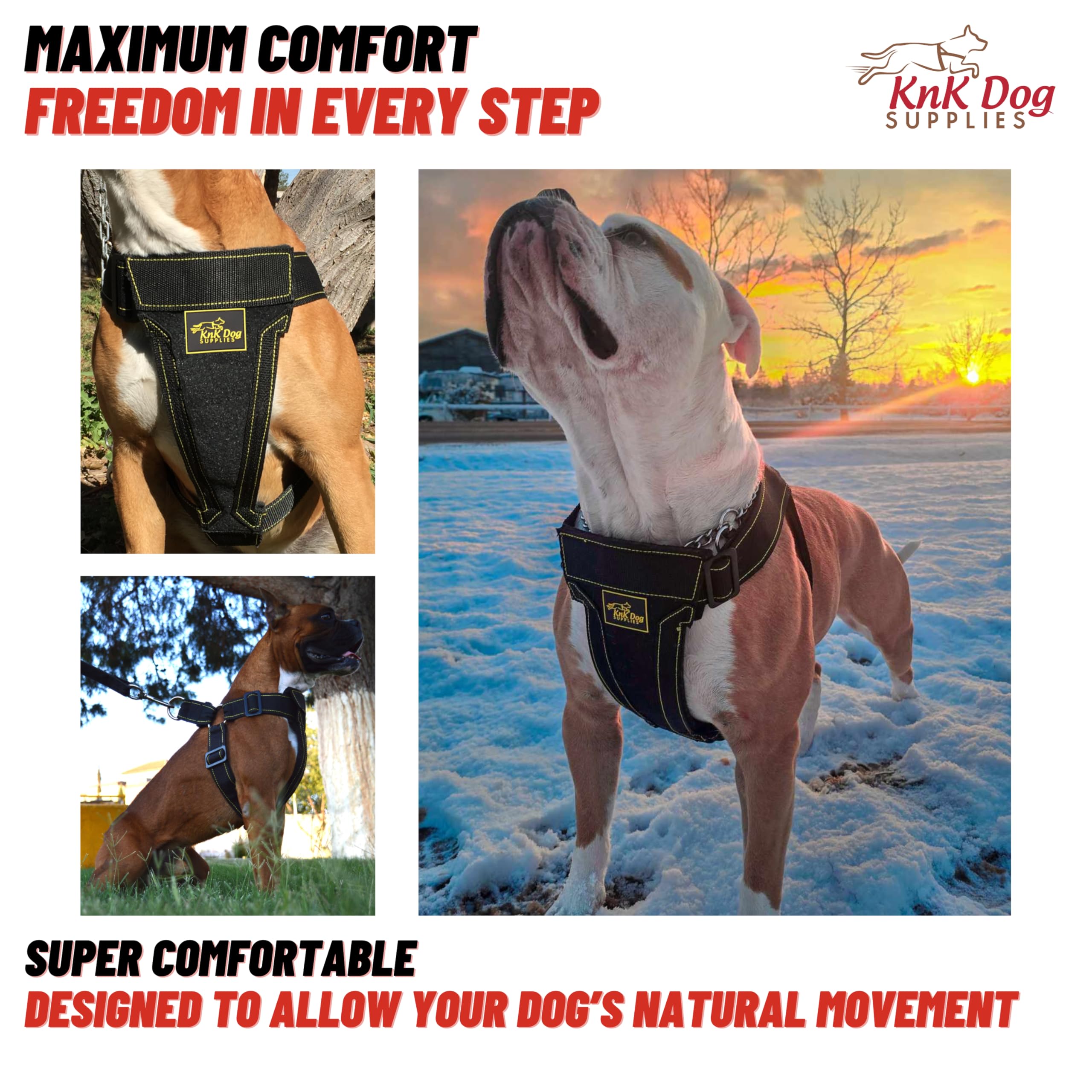 KNK Harnais Réglages Poitrine 24-45 pouces, ajustement sûr pour grandes races.