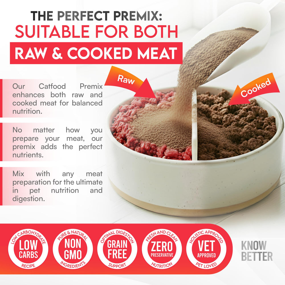 Know Better Premix Boeuf - chat mange son repas maison avec plaisir.