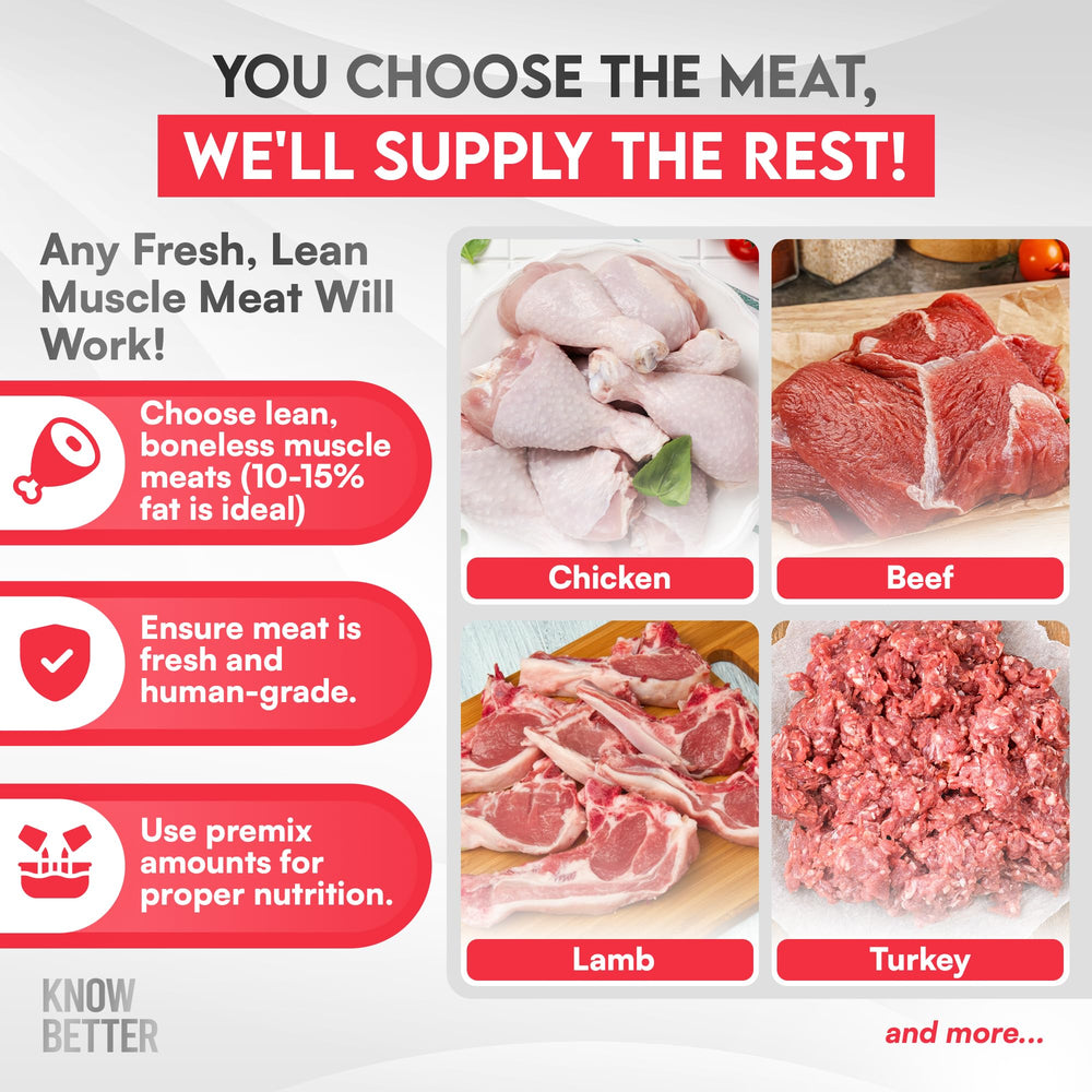 Know Better Premix Boeuf - idéal pour familles multi-chat et transition naturelle.
