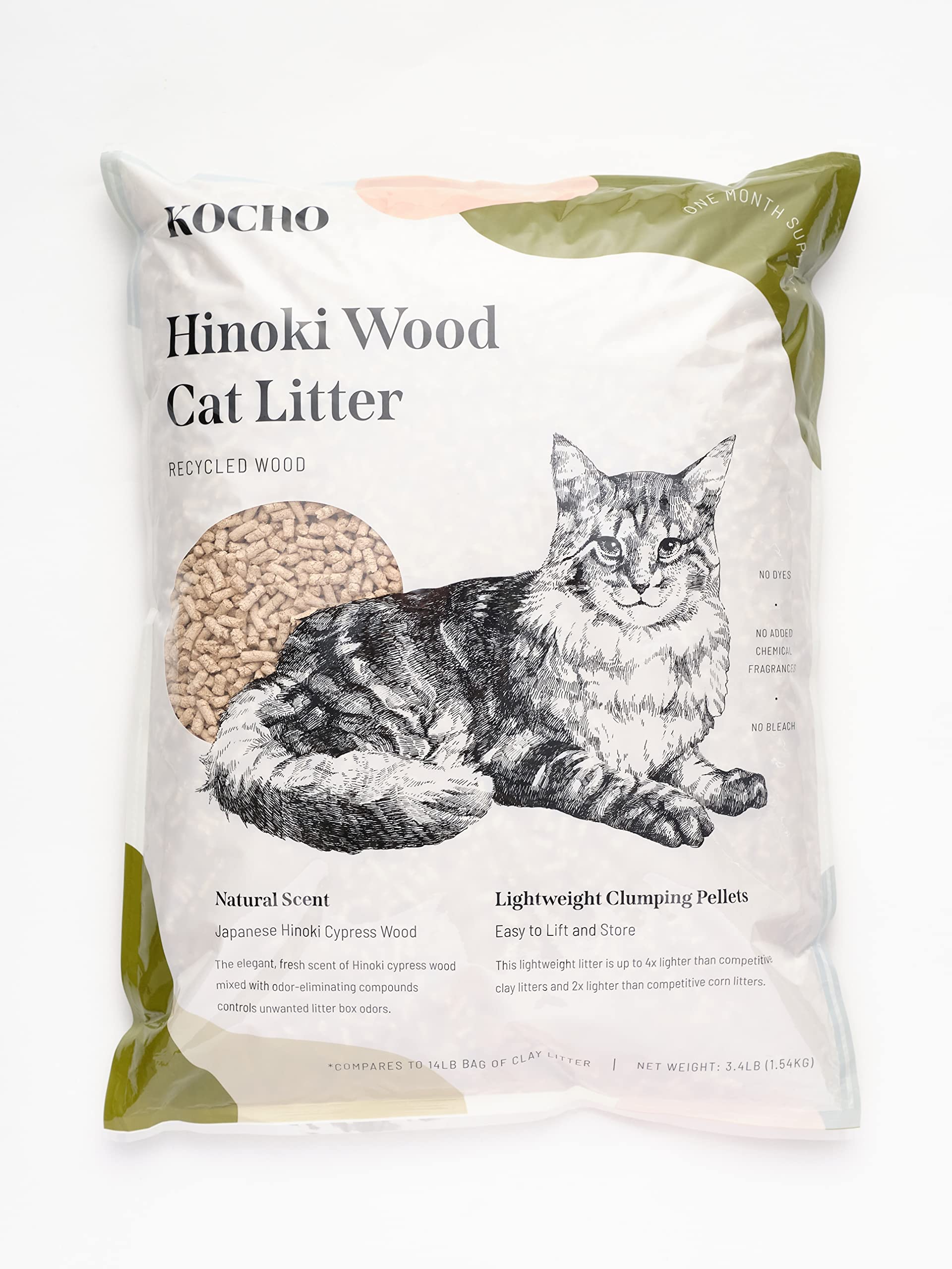 KOCHO Hinoki : litière bois naturel pour une odeur fraîche.