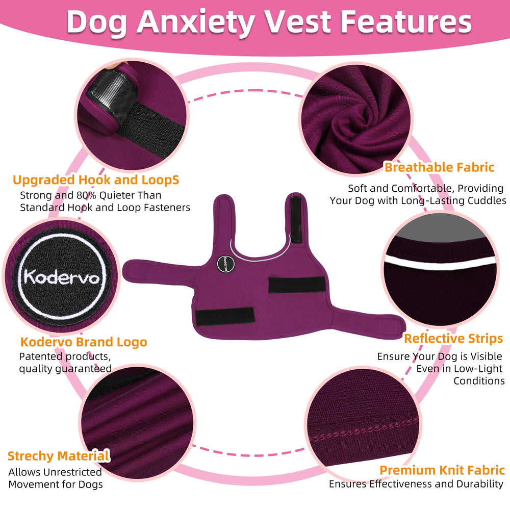 Kodervo gilet anxiété chien – fermeture double, dressage rapide et ajustement pratique.