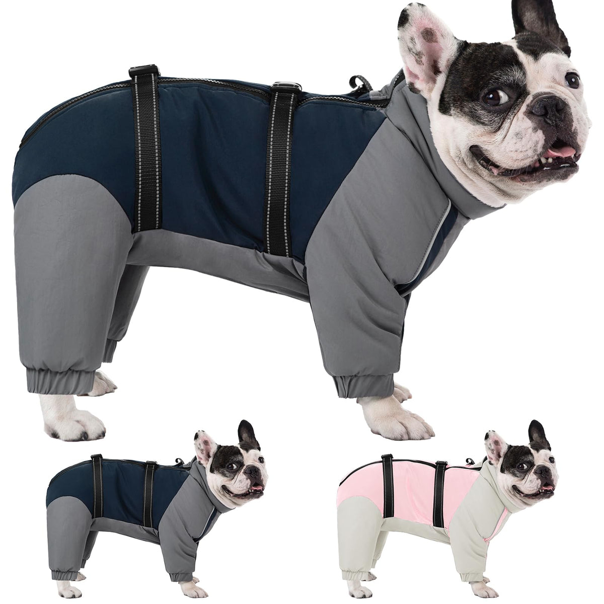 KOESON manteau hiver 4 pattes bleu gris XL vue avant, chaleur et ajustement confortables.