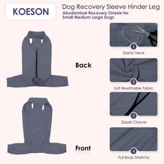 KOESON Recovery Sleeve fermeture ZIP chien, enfilage facile et sécurité pendant la récupération.