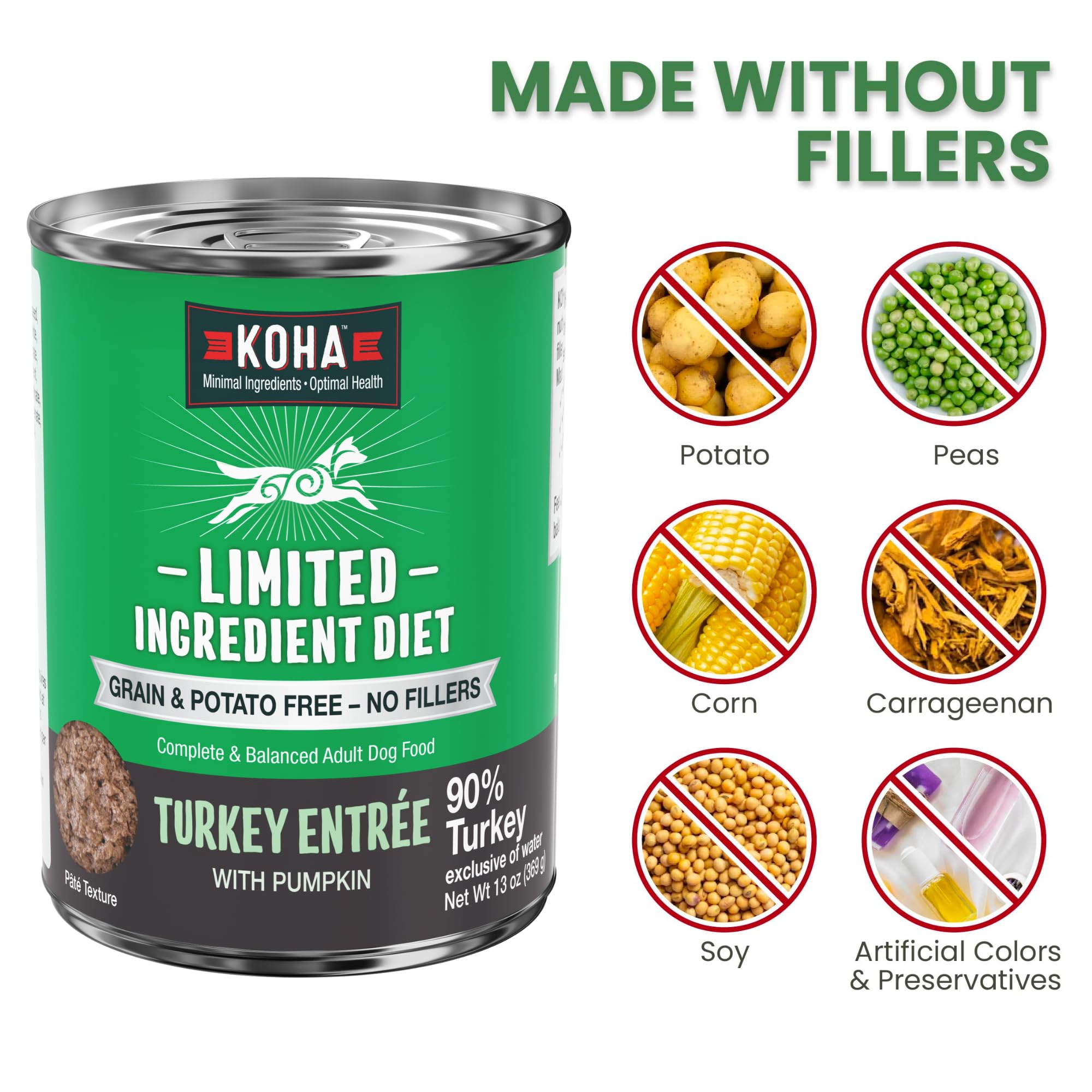 KOHA 90 pour cent viande, repas humide riche en protéines pour chiens actifs.