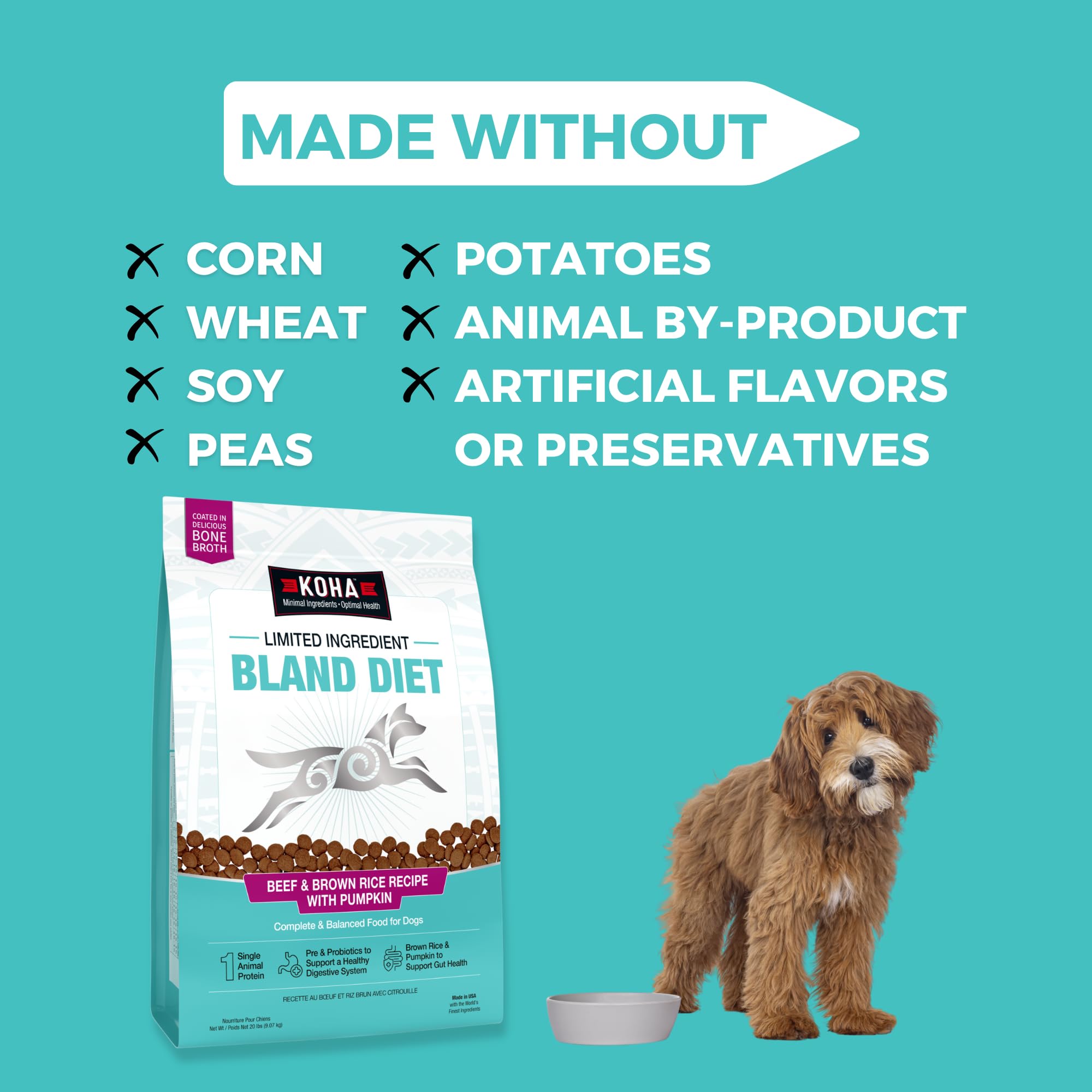 KOHA Bland Diet probiotiques intégrés, soutien digestif naturel.