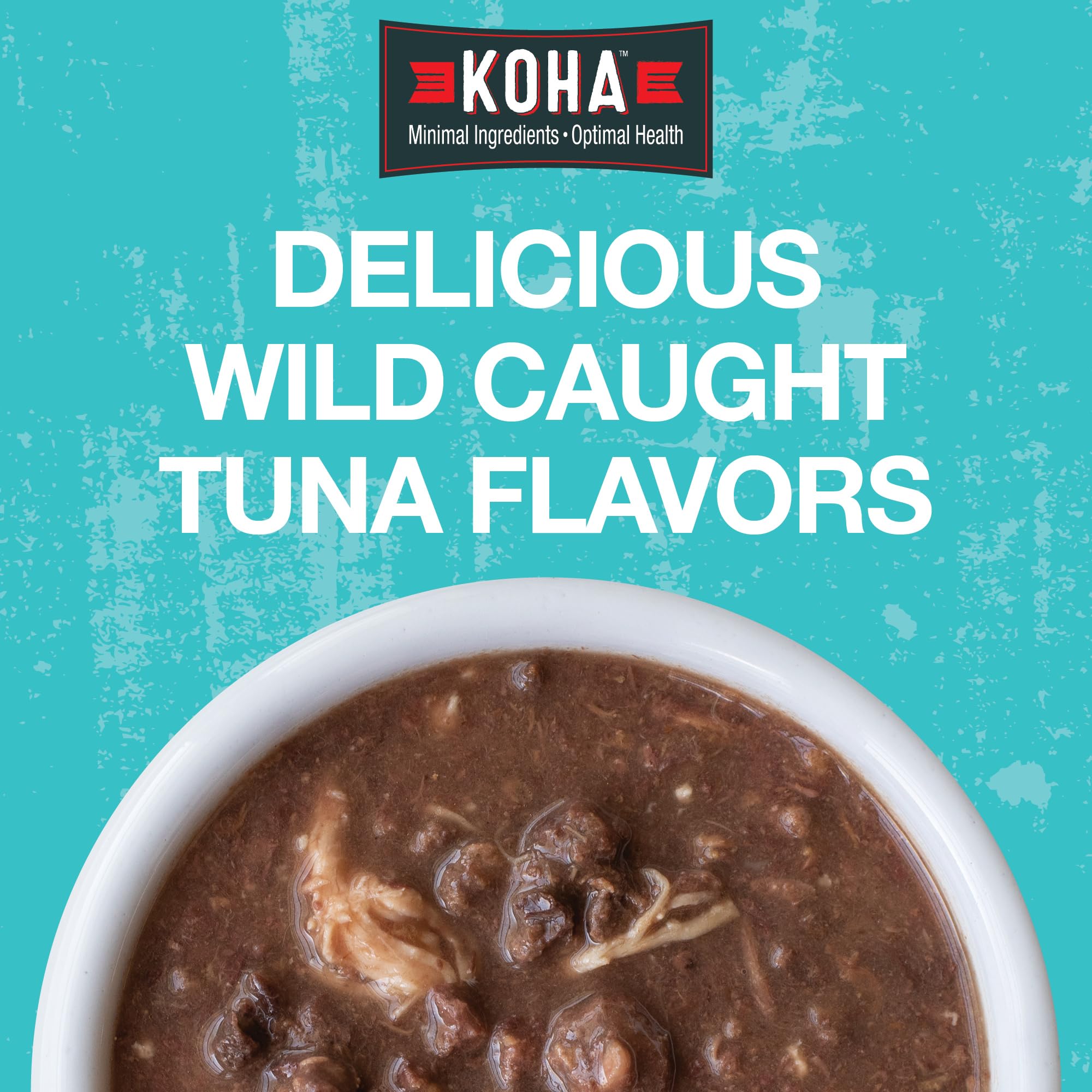 KOHA Poké Bowl chat dégustant thon et crevette, saveur marine.