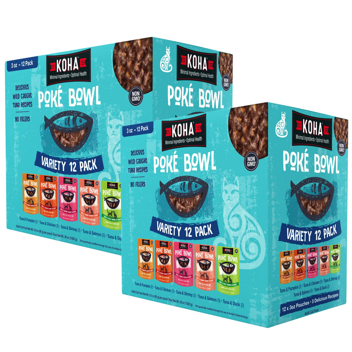 KOHA Poké Bowl chat dégustant thon-saumon, pour éveiller l'appétit.