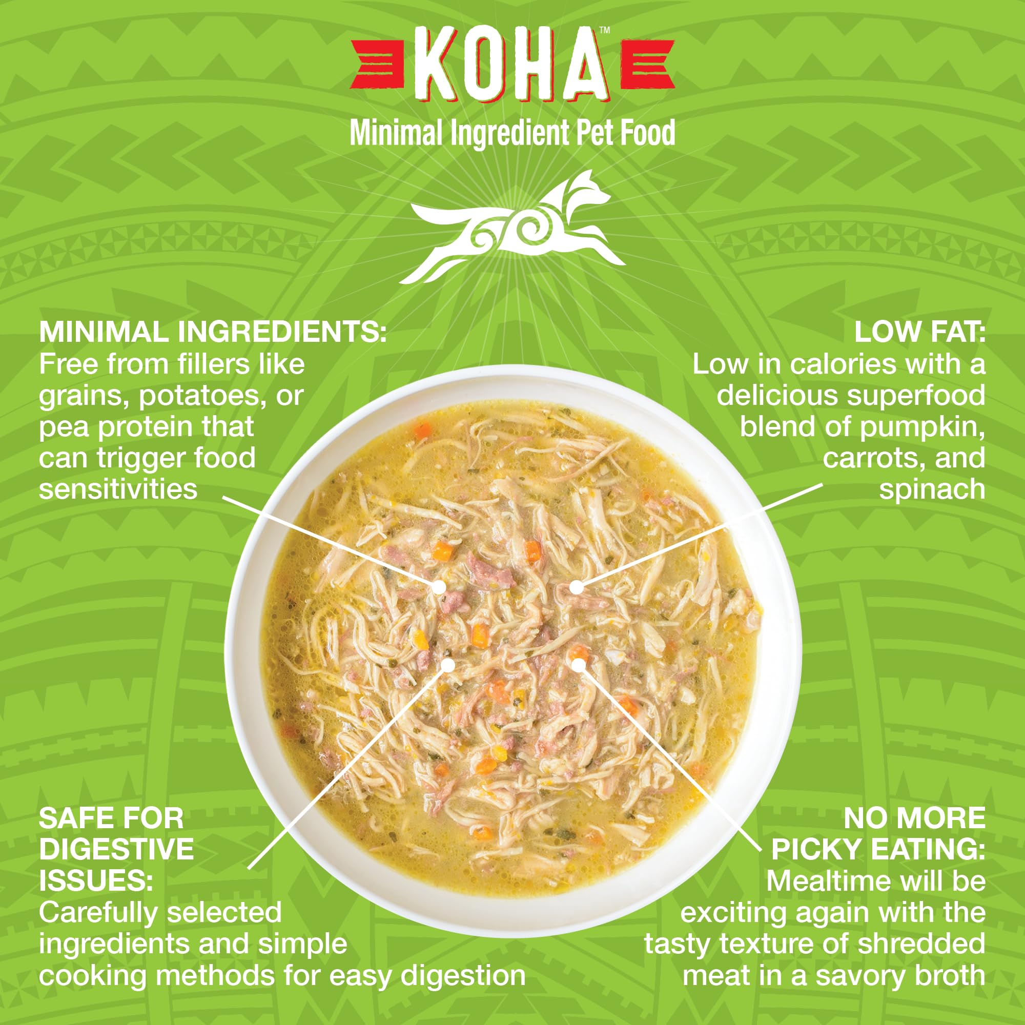 KOHA Pure Shreds émiettes poulet et canard : texture attrayante pour les repas variés.