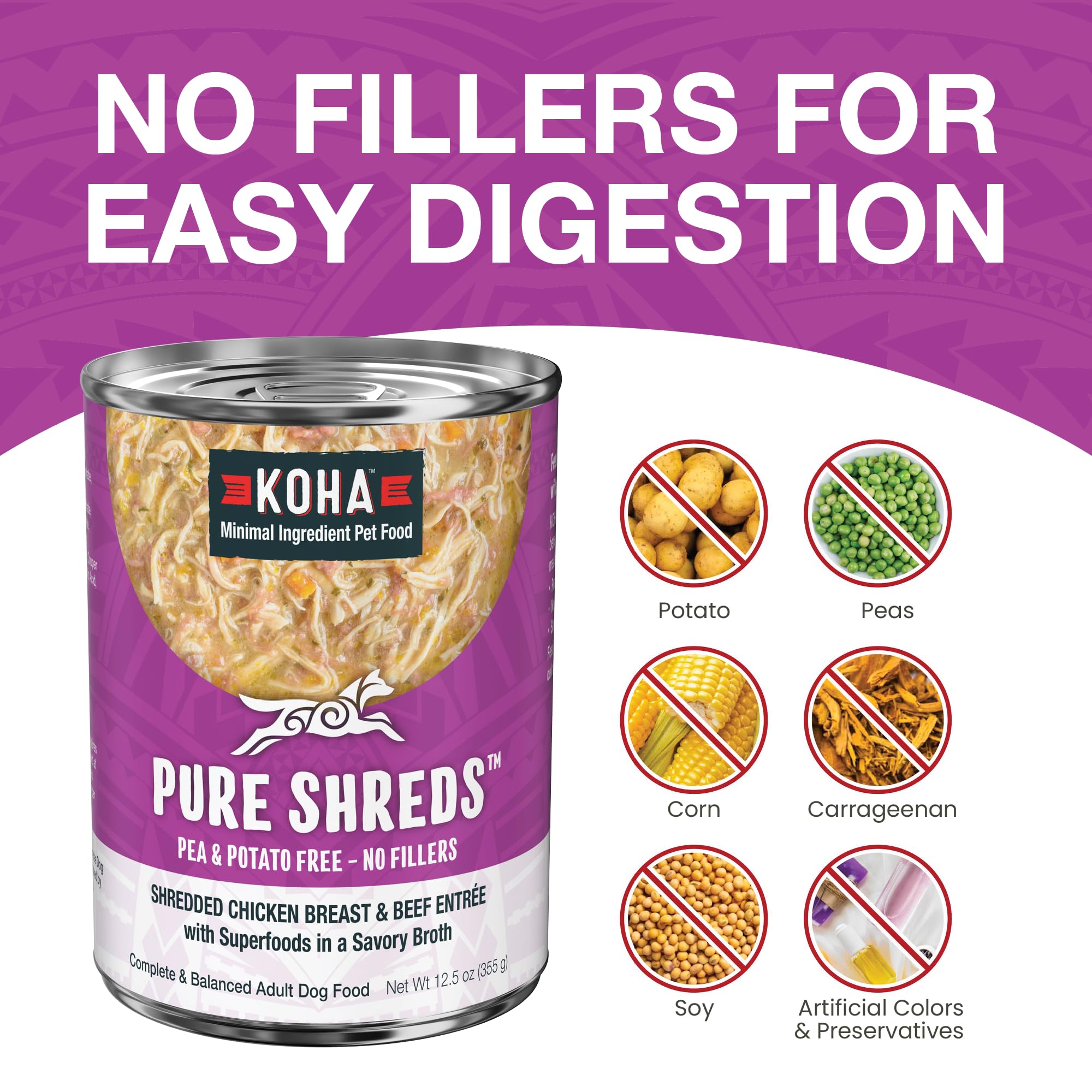 KOHA Pure Shreds ensemble de 12 boîtes prêt à servir.