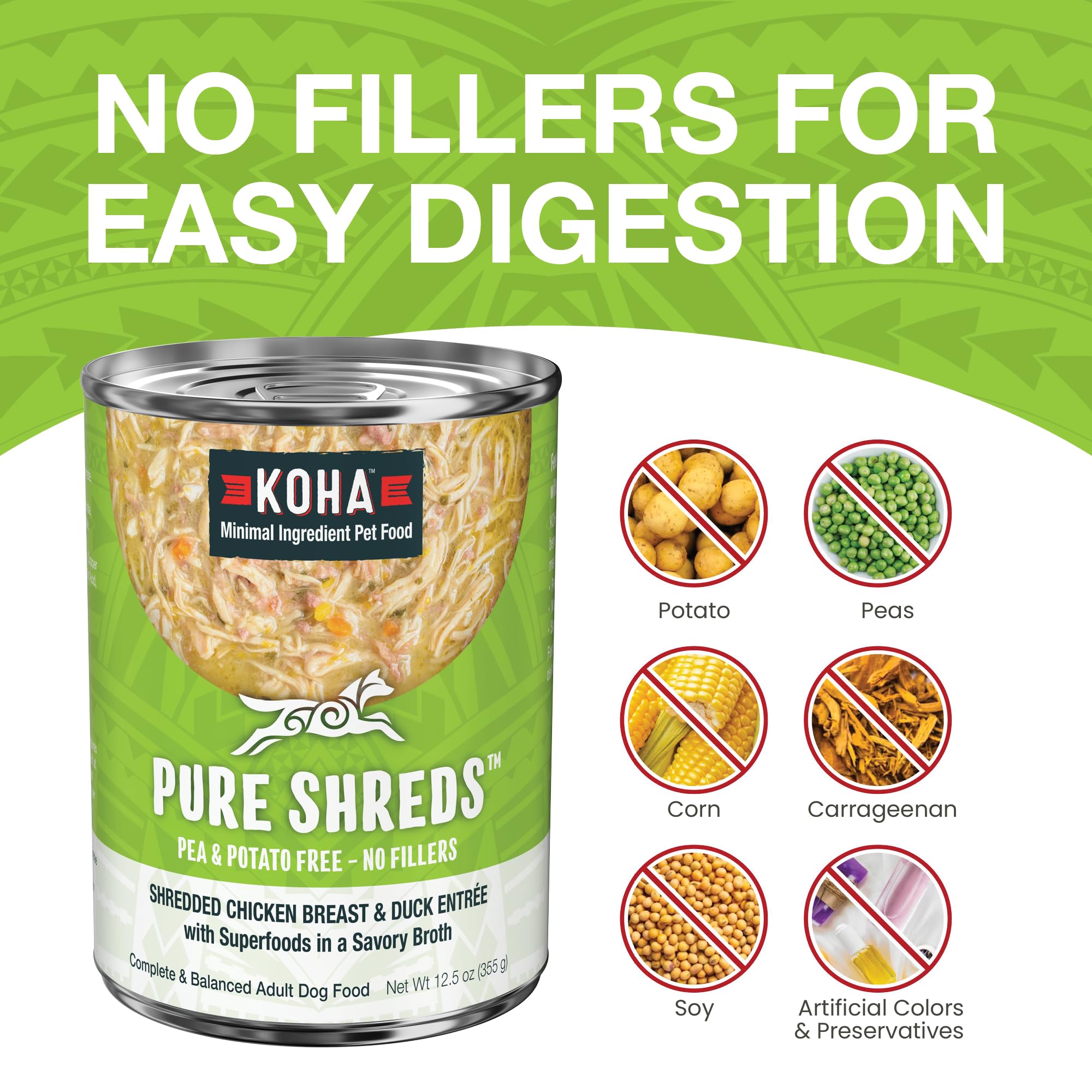 KOHA Pure Shreds super-aliments citrouille carottes épinards : soutien digestif et immunitaire.