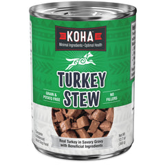 KOHA ragoût minimal dindon pour chiens – boîte ouverte prête à servir, goût savoureux.