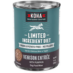 KOHA Venison Entrée en boîte 12 x 13 oz, idéale pour chiens sensibles.