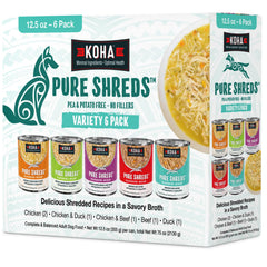 KOHA Pure Shreds boeuf : texture râpée dans un bouillon savoureux, idéal pour les mangeurs difficiles.