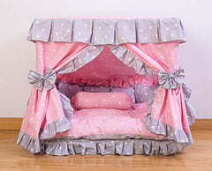 Lit Kolachic pour chien Princesse Rose, cœur blanc, confort et décoration.