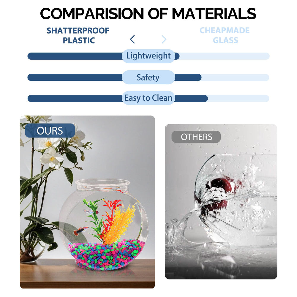 Bol poisson Koller 1 gal billes-verre, touches décoratives lumineuses.