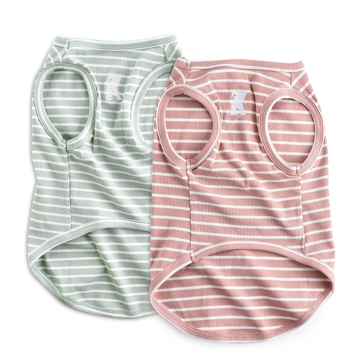 Gilet Koneseve pour chien sans manches, rayures rose, confort quotidien.