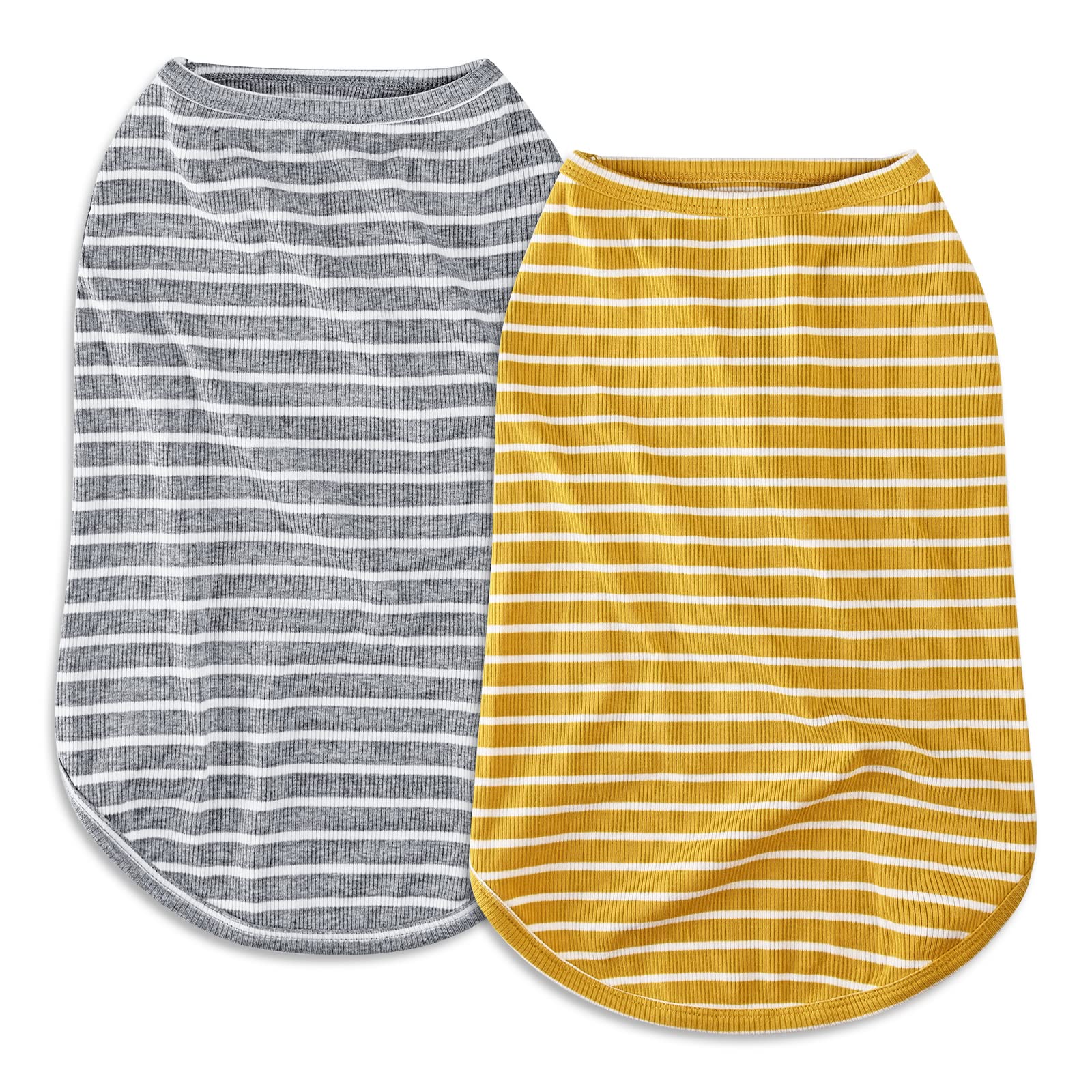 Veste Koneseve pour chien, rayures gris sans manches, tissu doux et respirant.