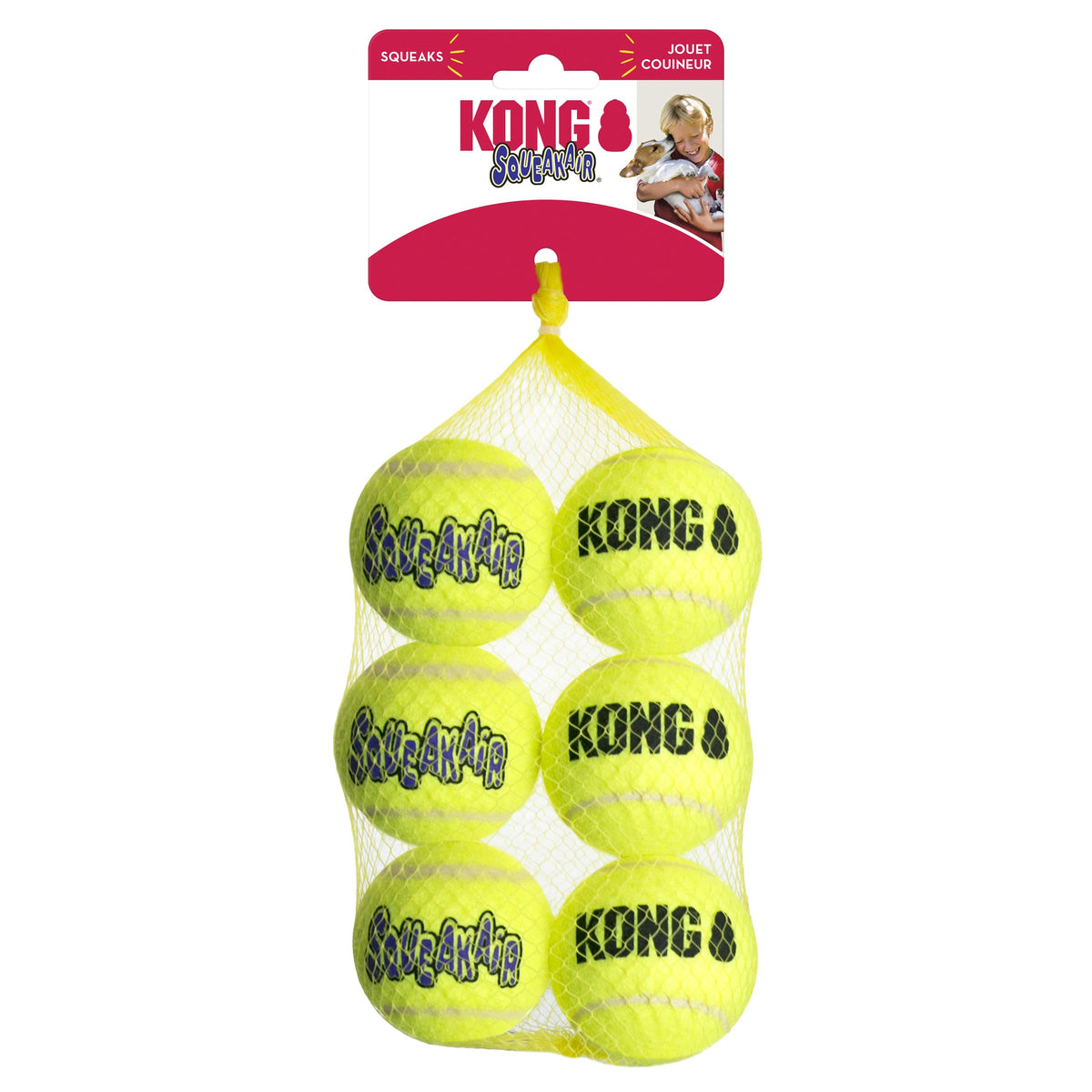 KONG SqueakAir – balle tennis chien moyenne, parfaite pour fetch en intérieur