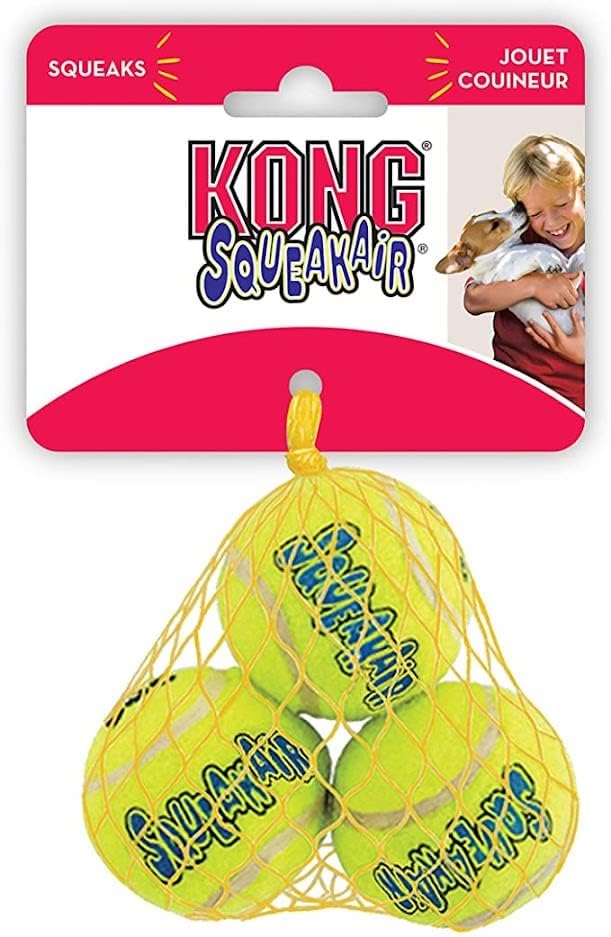 Balle KONG Air Squeakers Extra Petit 1,5 pouces, lot de 4, idéale pour la récupération rapide