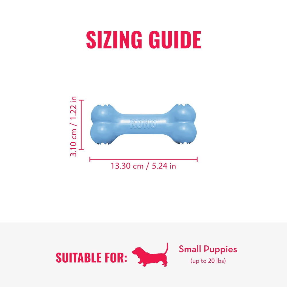 KONG Puppy Goodie Bone bleu: jouet remplissable avec friandises et jeu.