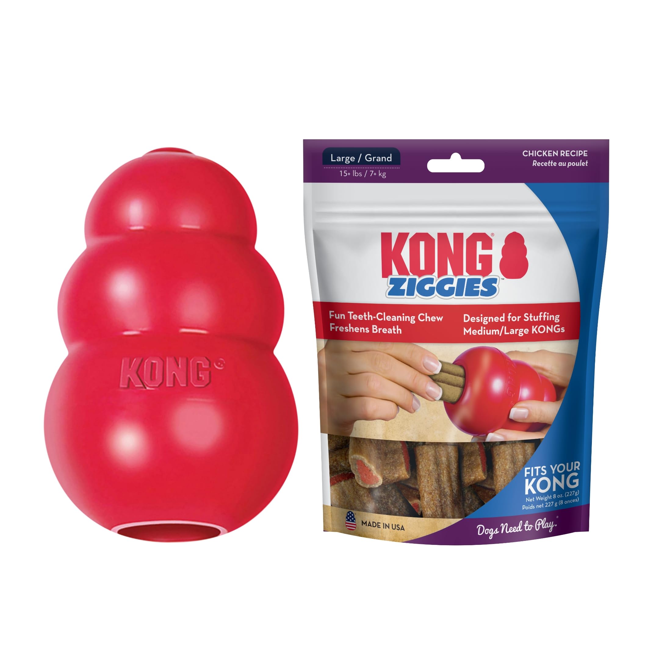 KONG Classique rouge, jouet durable pour chiens, stimule le jeu et le mordillement.