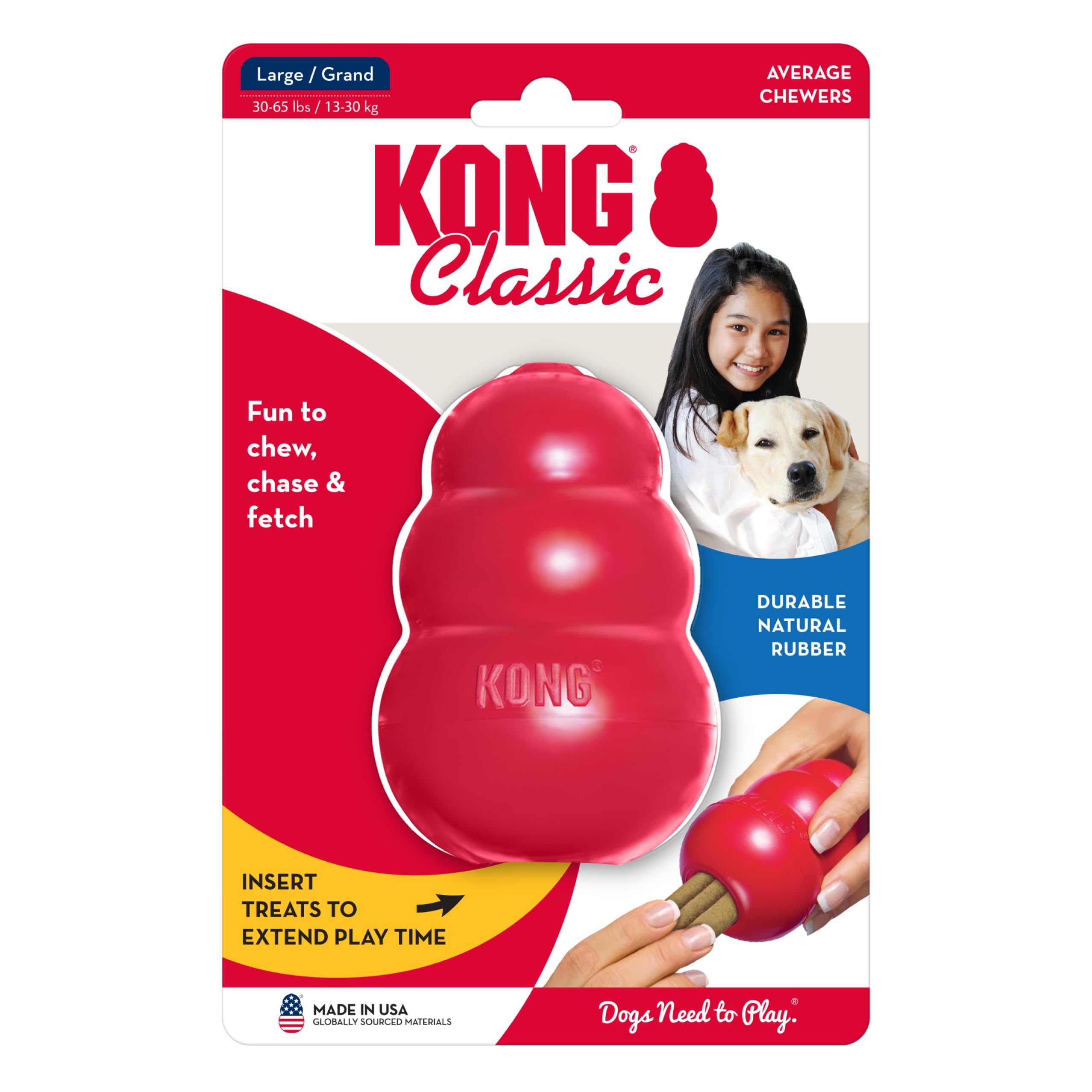 KONG Classic utilisable au quotidien pour divertir et entraîner votre chien