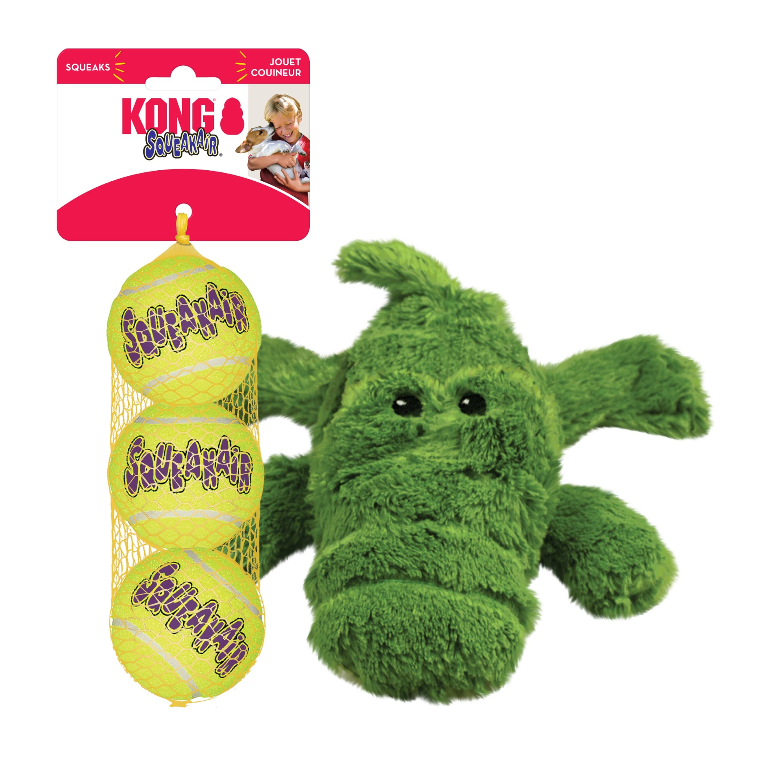 Peluche Kong Cozie Ali Alligator, câlin réconfortant pour chiens.