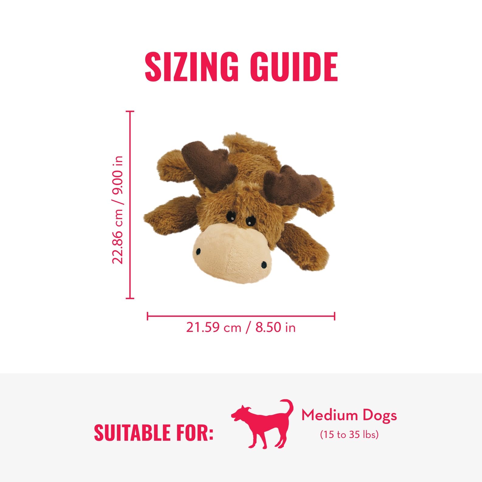 KONG Cozie Marvin Moose, dos renforcé, jouet durable.