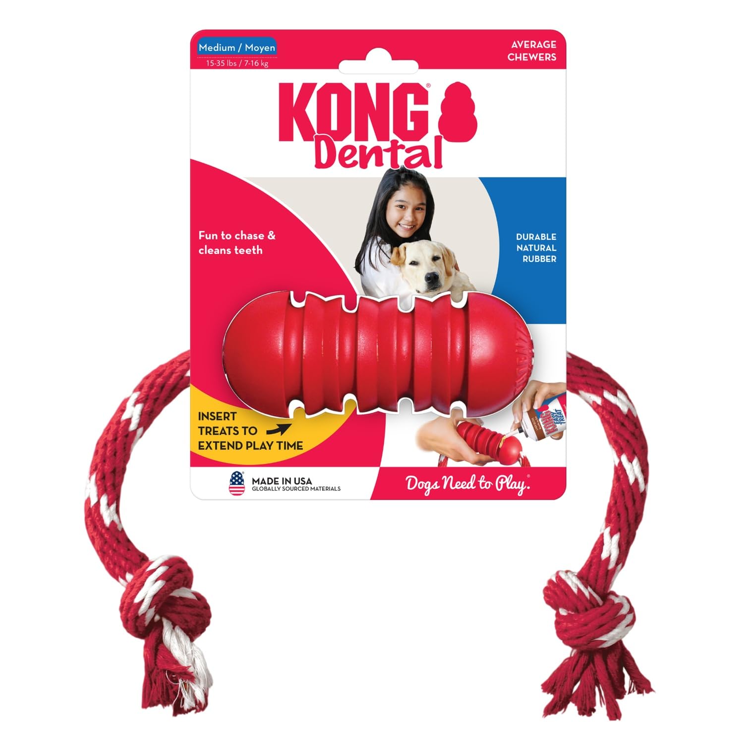 KONG Dental avec corde, garantie de satisfaction.