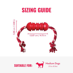 KONG Dental avec corde, zones texturées stimulant la mastication.