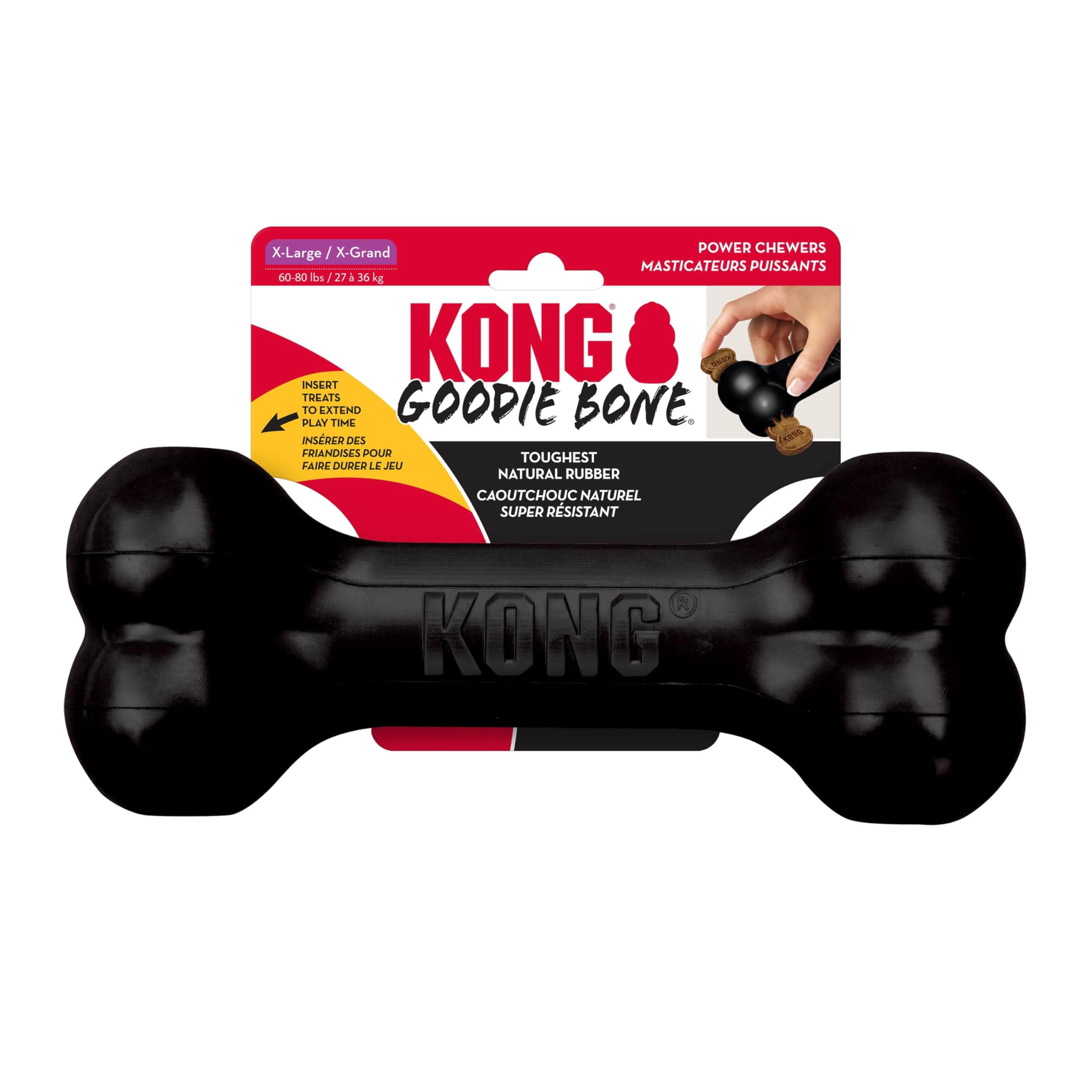 KONG Extreme Goodie Bone — vue avant noir, durabilité idéale pour chiens puissants.