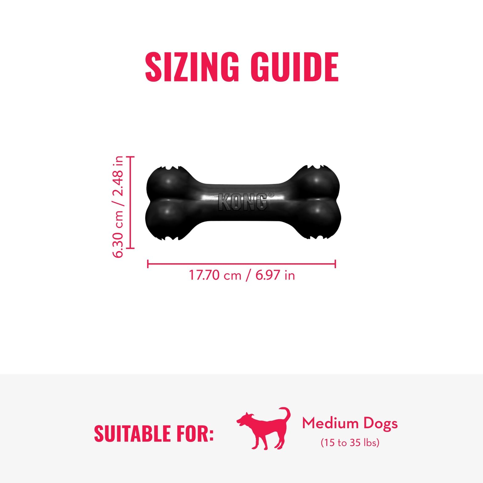 KONG Extreme Goodie Bone, remplissage possible avec friandises.