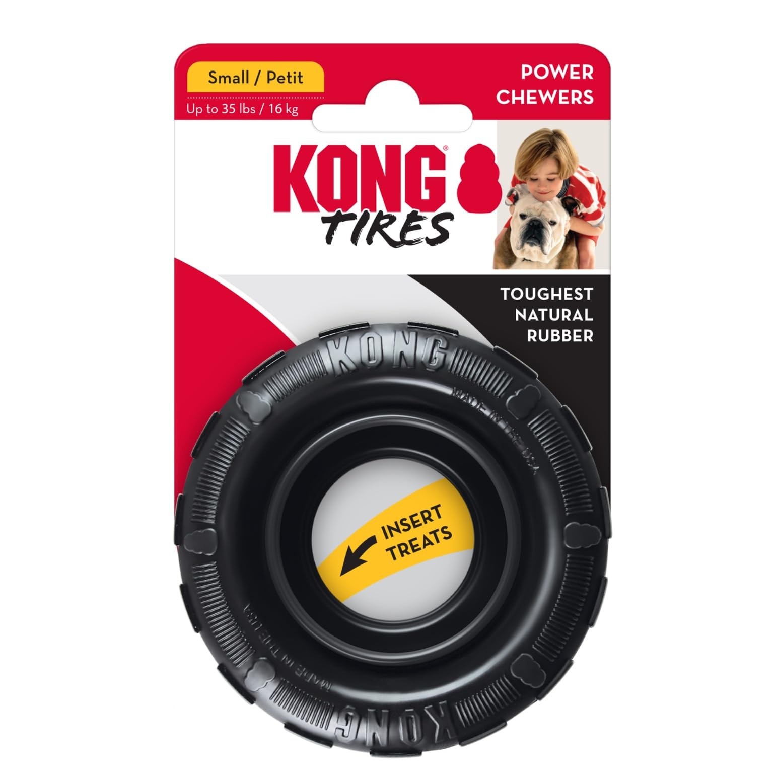 Jouet Kong Extreme Tires, durable et polyvalent pour jeux actifs et récompenses.