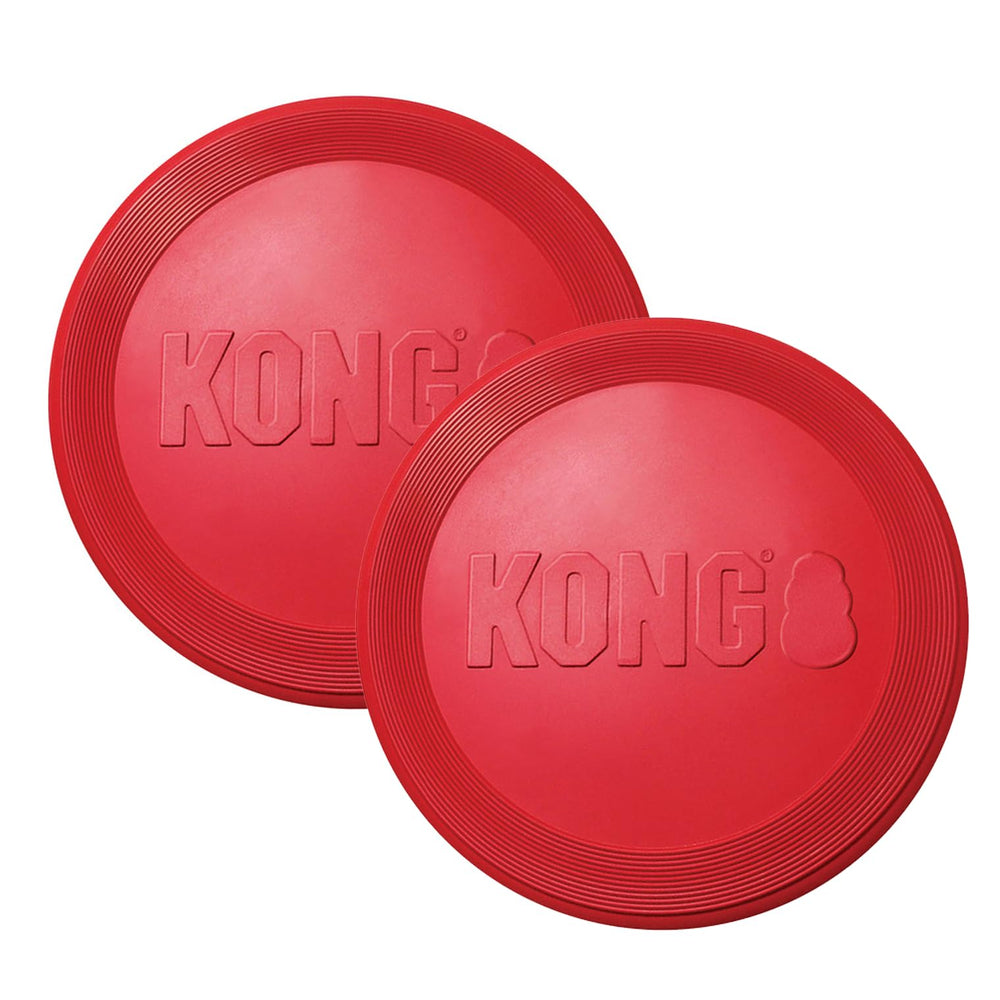 KONG Flyer disque caoutchouc rouge, idéal pour des sessions de lancer en plein air.