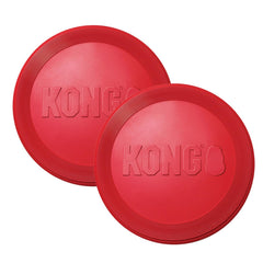 KONG Flyer disque caoutchouc rouge, idéal pour des sessions de lancer en plein air.