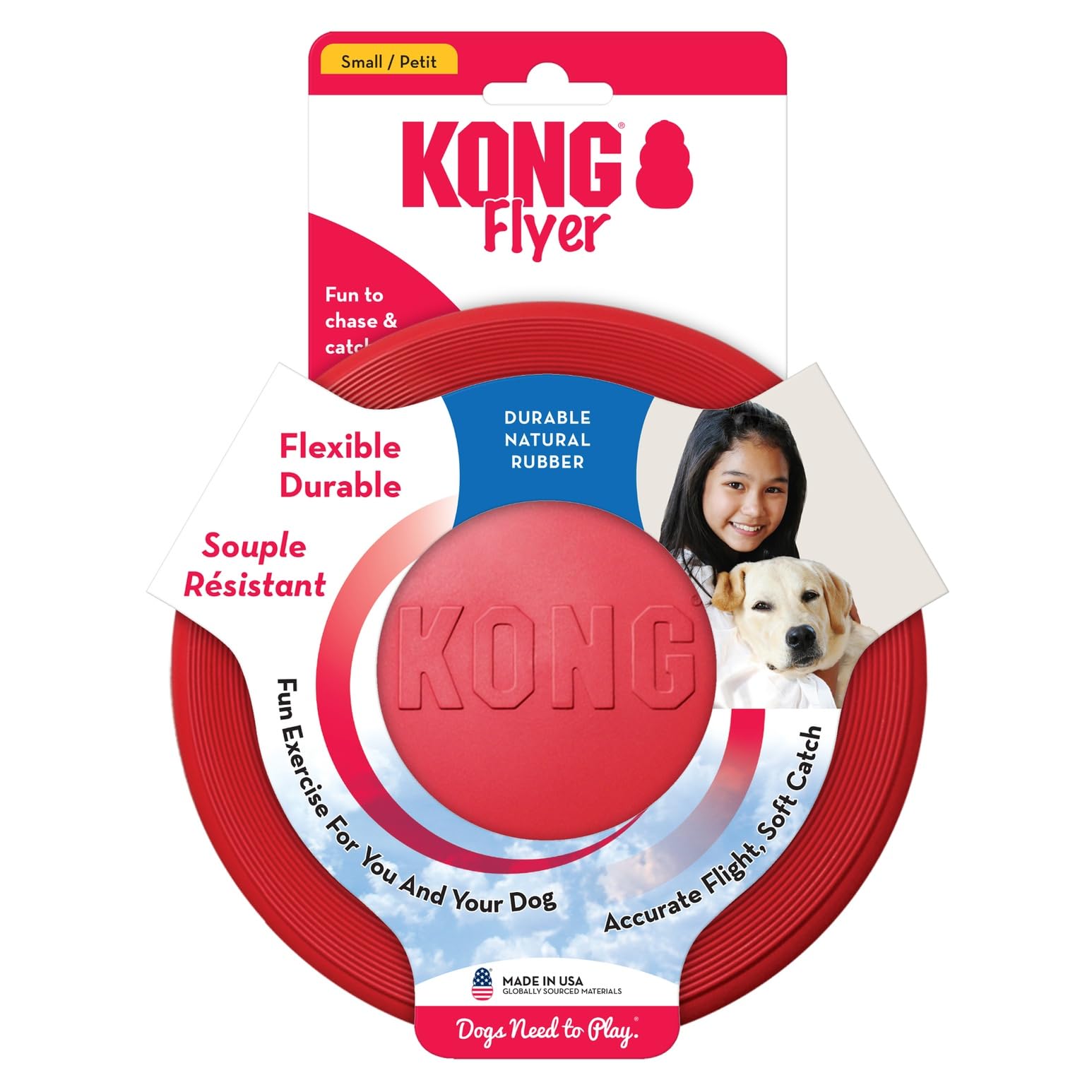 KONG Flyer, jouet-durable-pour-petits-chiens: parfait en exterieur actif
