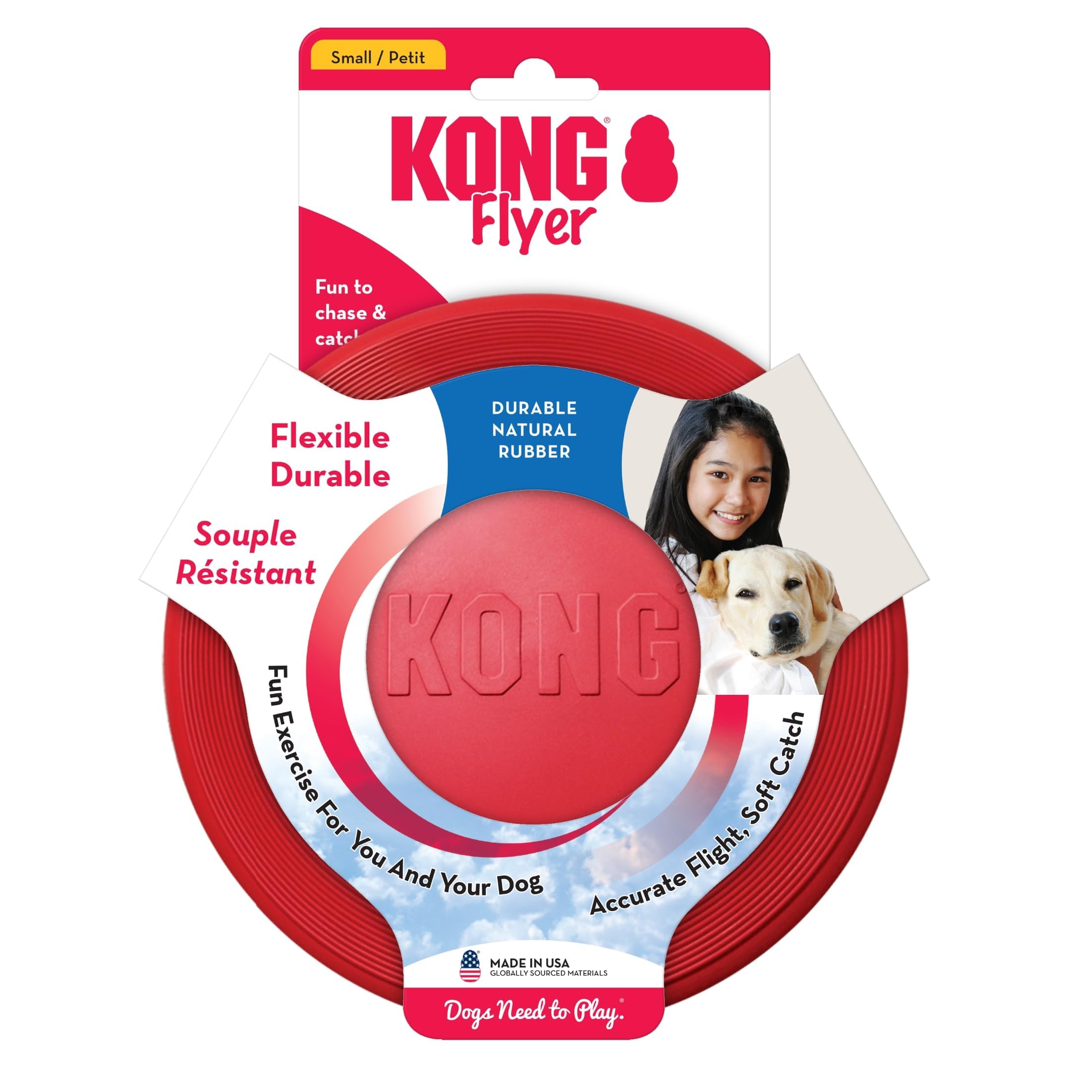 KONG Flyer en caoutchouc durable et fiable pour l’exercice et l’amusement.