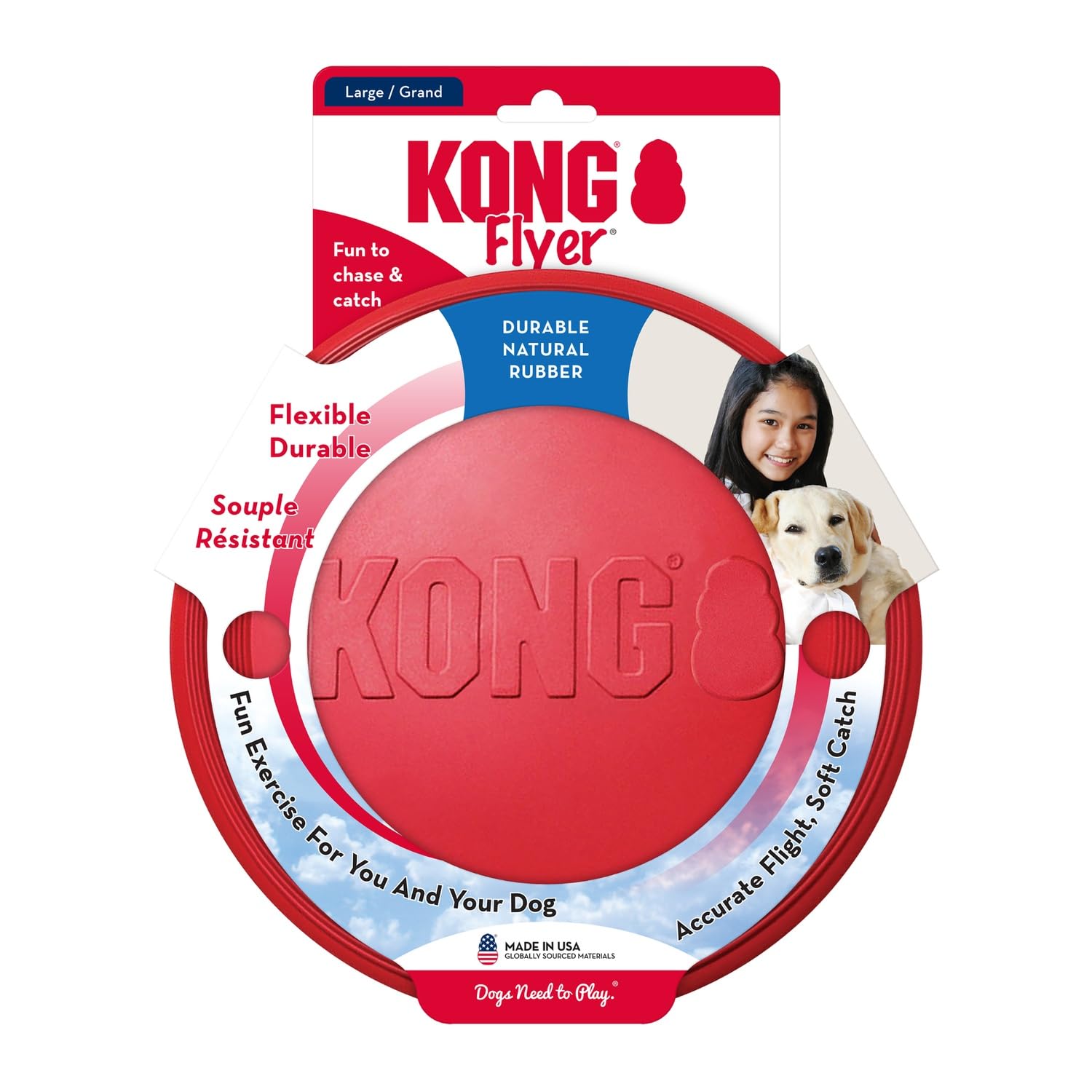 KONG Flyer, parfait pour sessions de jeu en parc ou jardin.