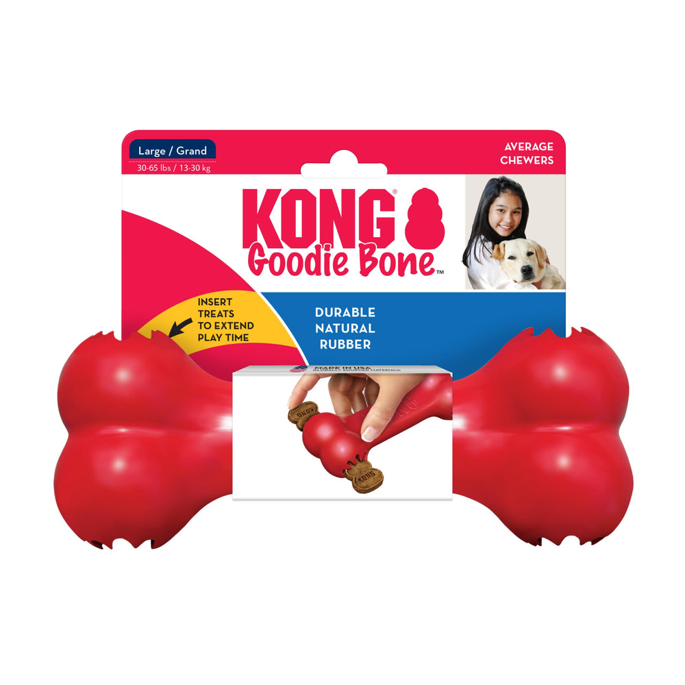 KONG Goodie Bone fabriqué aux États-Unis avec matériaux mondiaux.