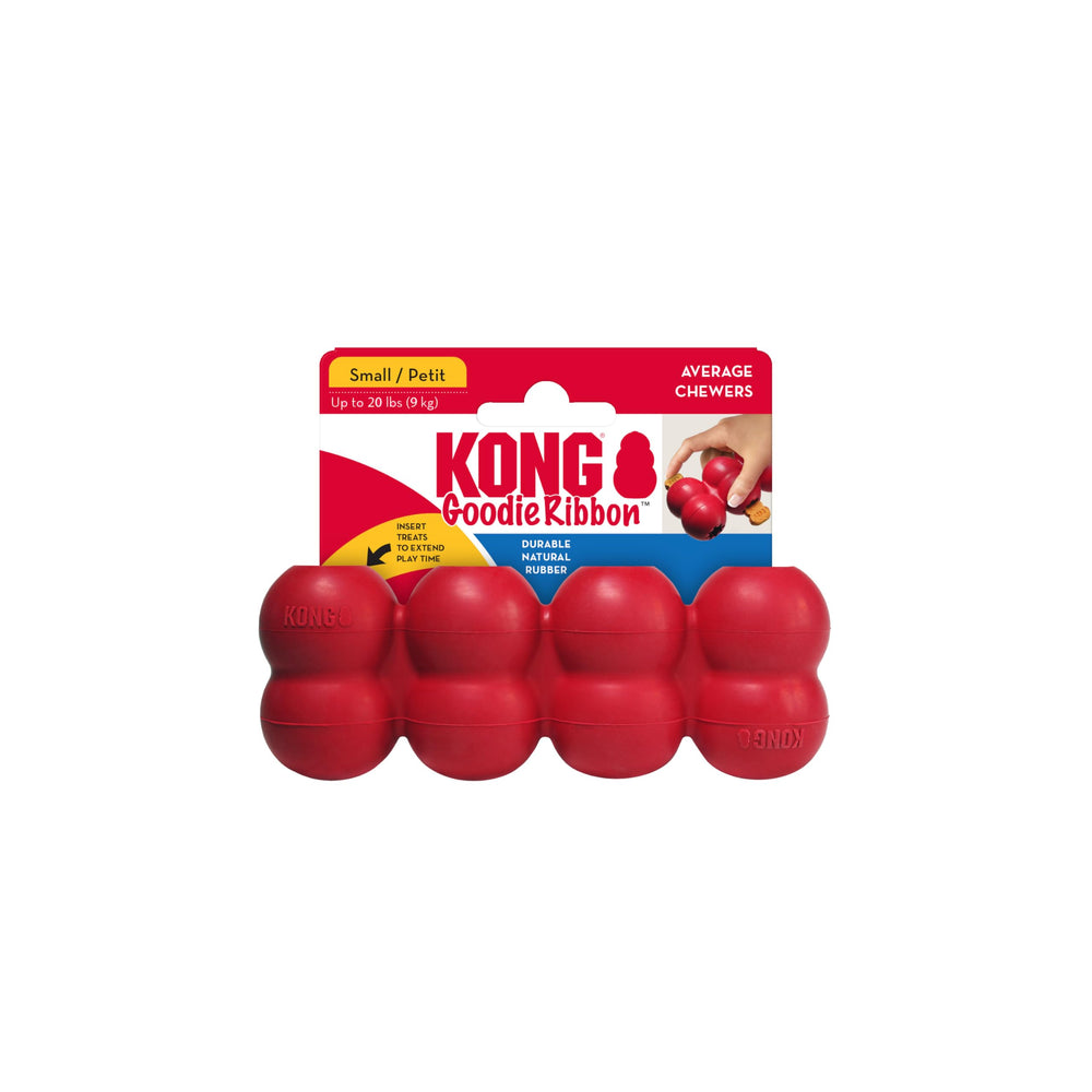 Jouet KONG Goodie Ribbon, forme os remplissable, stimulation mentale pendant le jeu.