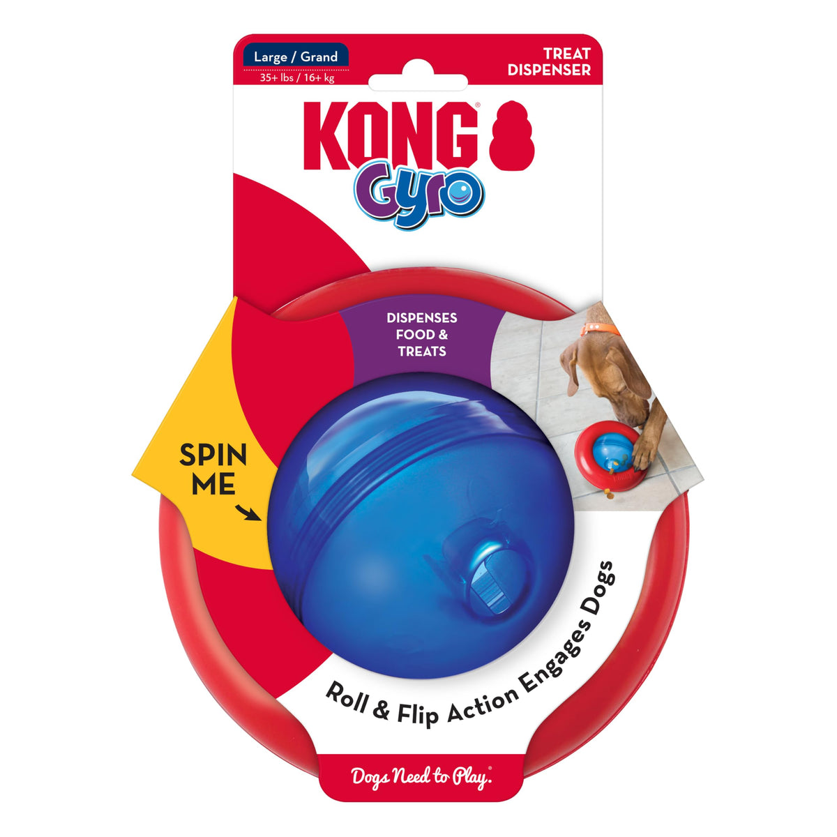 KONG Gyro, orbe centrale en rotation stimule le jeu et libère des friandises.