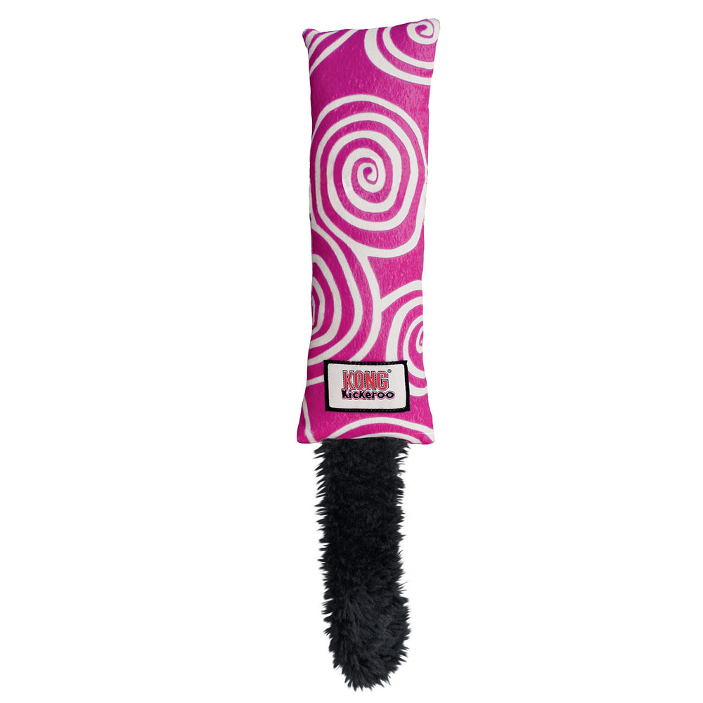 KONG Kickeroo Swirl, jouet peluche avec son crissant pour stimulation ludique.