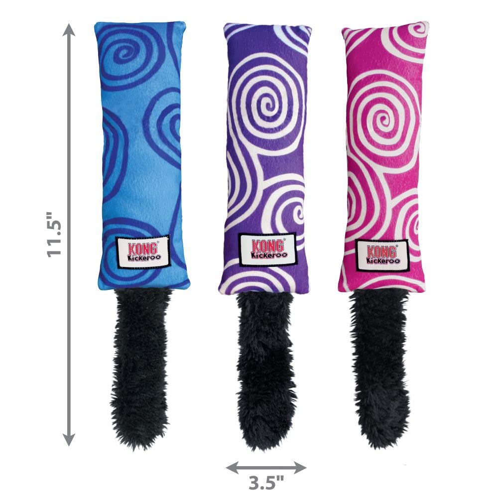 KONG Kickeroo Swirl, couleurs assorties attirant l’attention lors du jeu.
