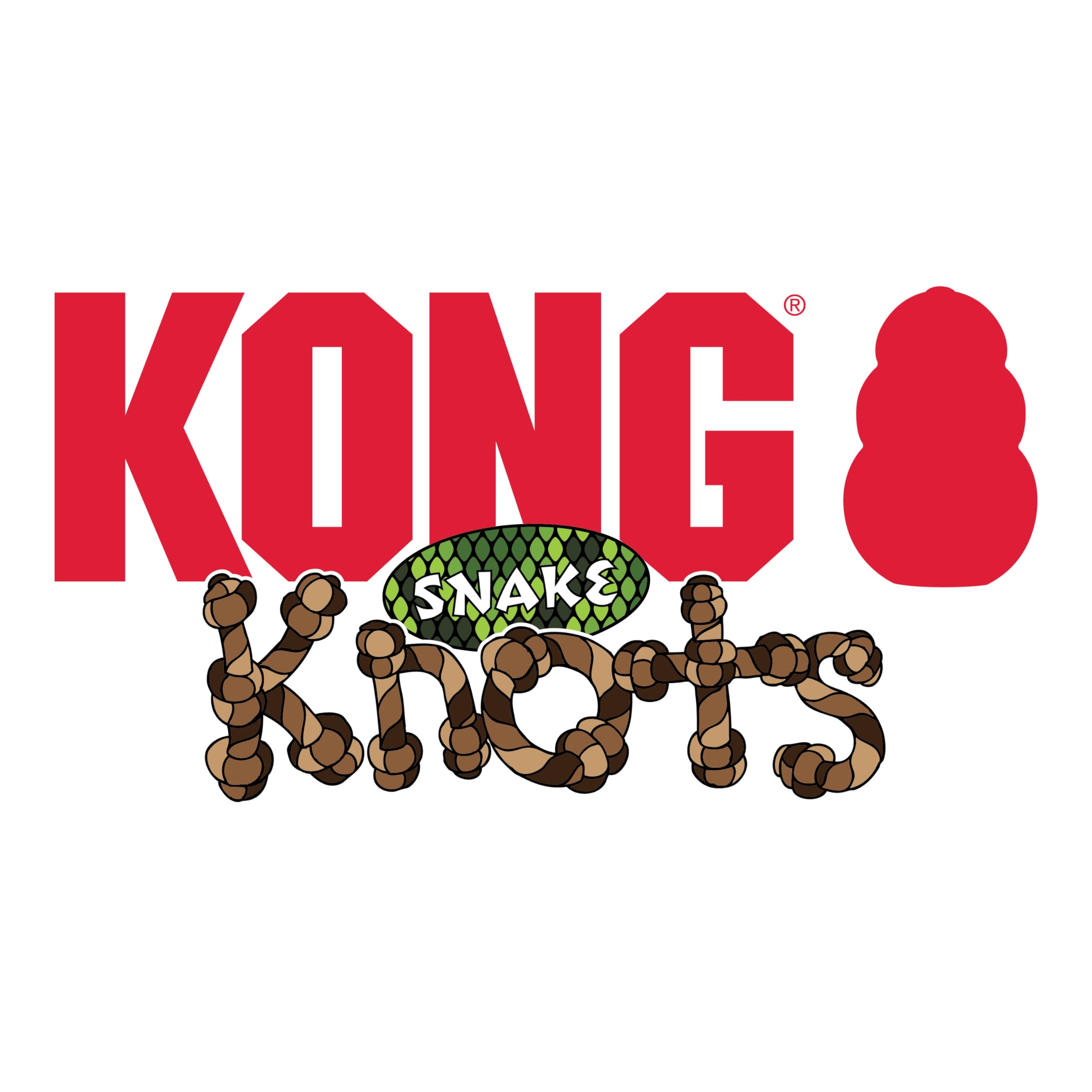 KONG Knots Snake 24po, disponible en vert et orange pour une meilleure visibilité.