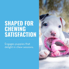 KONG Puppy Goodie Bone rose avec corde, parfait pour des sessions de mastication.