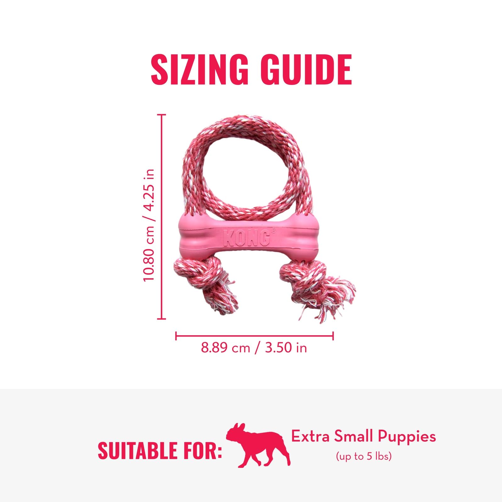 KONG Puppy Goodie Bone rose, outil de dentition naturelle pour chiots XS.